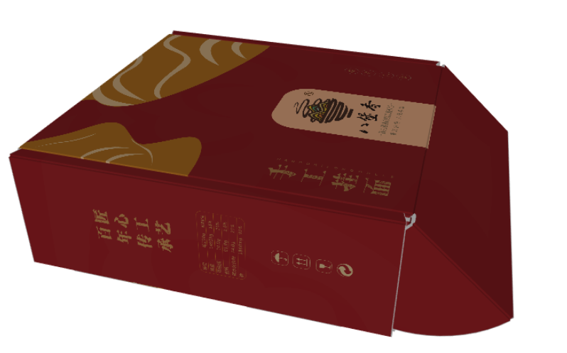 一体成型盒,翻盖盒,飞机盒,手工挂面包装,红色