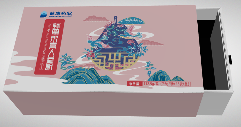 蜂蜜梨膏人参粉精装抽屉盒